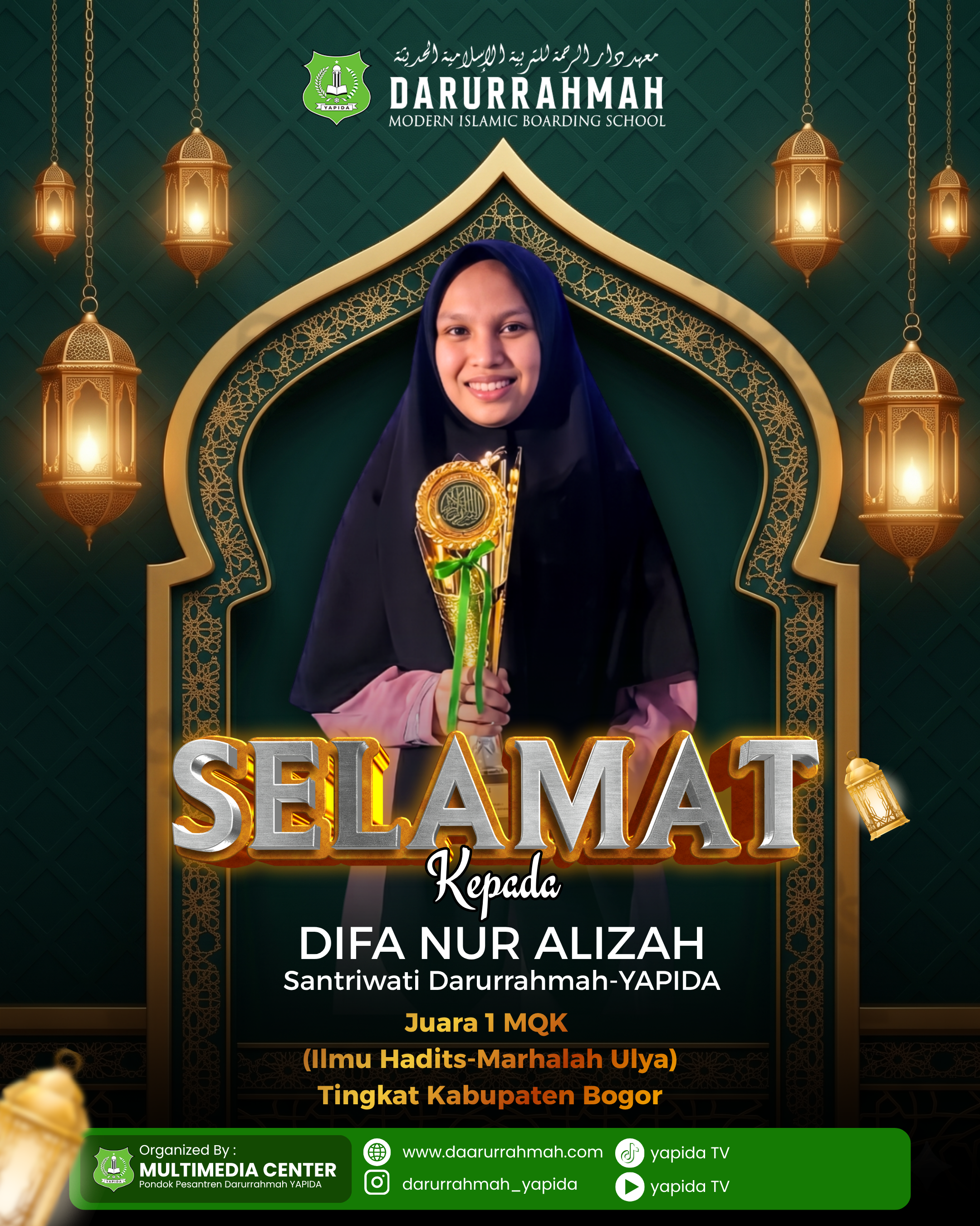 Santriwati Darurrahmah Raih Juara 1 MQK Tingkat Kabupaten Bogor 2026